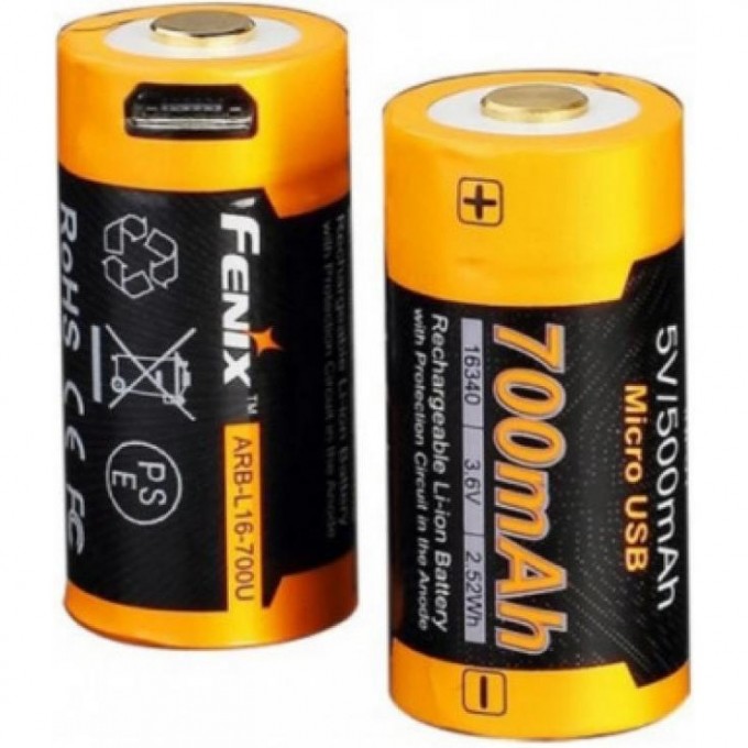 Аккумулятор с разъемом для USB 16340 FENIX 700 mAh Li-ion ARB-L16-700U Аккумулятор с разъемом для USB 16340 FENIX 700 mAh Li-ion ARB-L16-700U