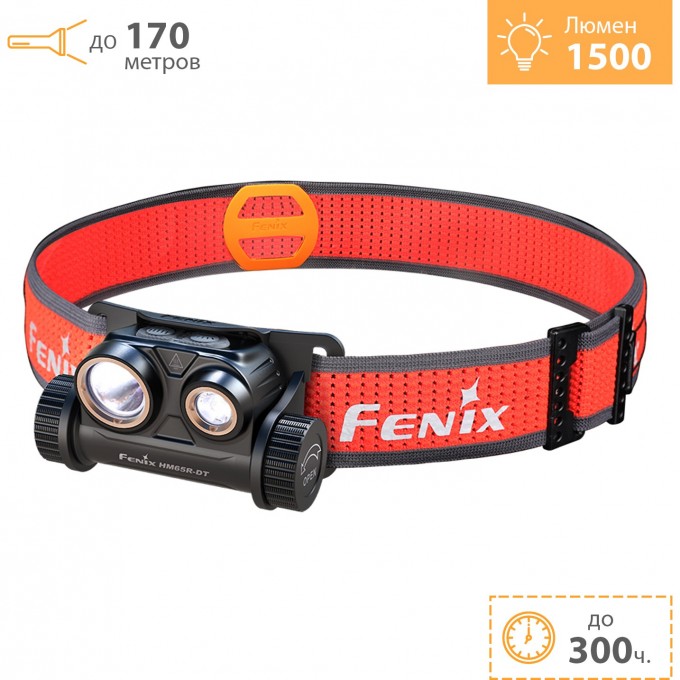 Налобный фонарь FENIX HM65R-DT Dual LED 1500 Lm Black HM65R-DTbk Налобный фонарь FENIX HM65R-DT Dual LED 1500 Lm Black HM65R-DTbk