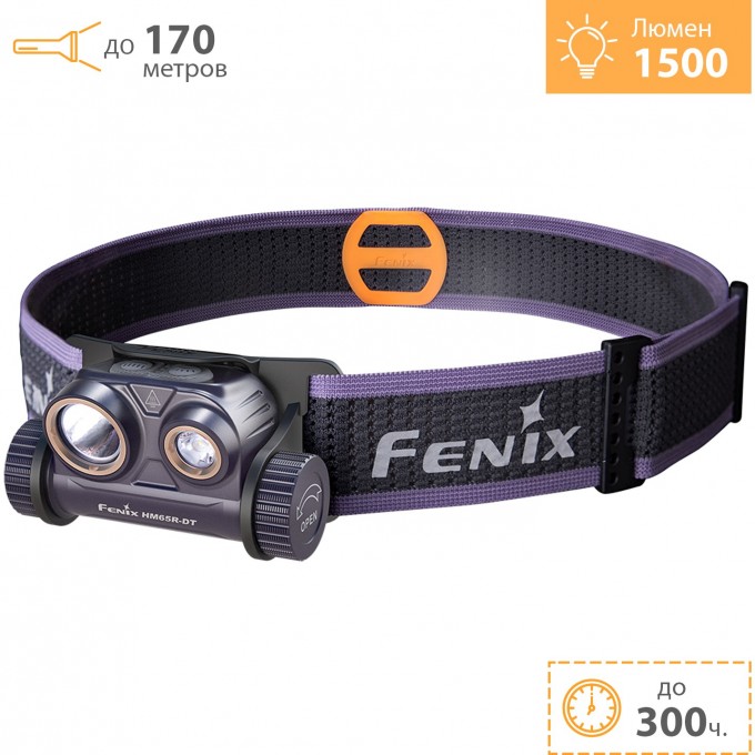 Налобный фонарь FENIX HM65R-DT Dual LED 1500 Lm Dark Purple HM65R-DTpu Налобный фонарь FENIX HM65R-DT Dual LED 1500 Lm Dark Purple HM65R-DTpu