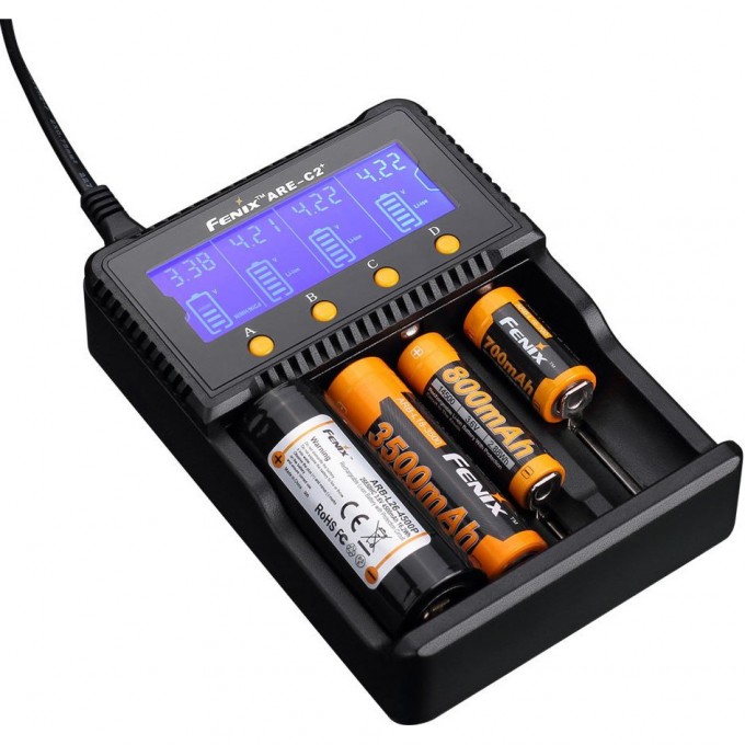Зарядное устройство FENIX ARE-C2+ (18650, 16340, 14500, 26650, 10440, AA, AAA, C) ARE-C2plus Зарядное устройство FENIX ARE-C2+ (18650, 16340, 14500, 26650, 10440, AA, AAA, C) ARE-C2plus